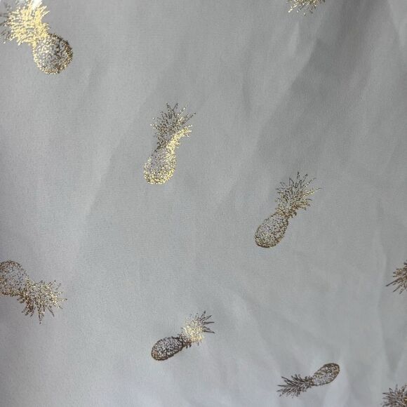 Torrid white with gold pineapples Harper Georgette 3/4 sleeve 2 - Picture 4 of 7